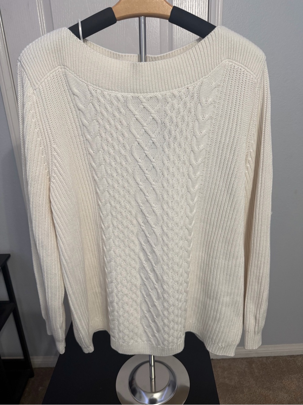 Tommy Hilfiger, ladies Women's Cream Cable-Knit Sweater